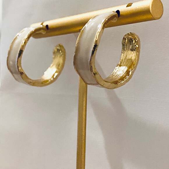 Enamel and Gold Hoop Earrings - Picture 3 of 3